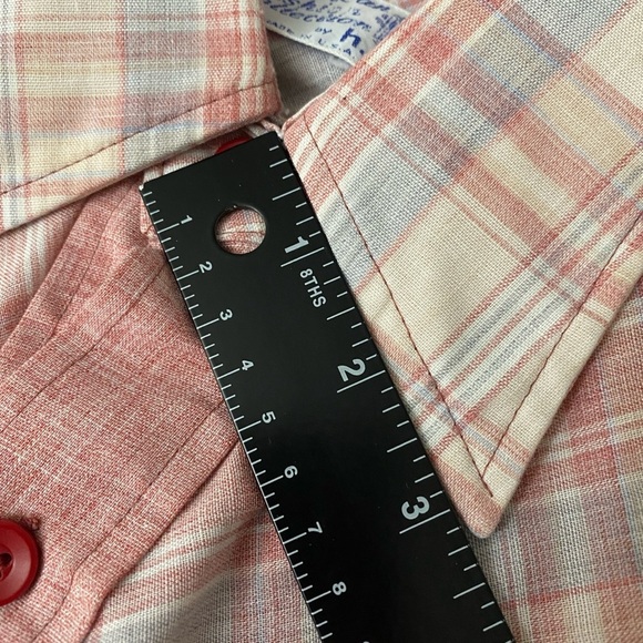 Vtg 60s Shirt Men S 14 14.5 Button Up SS Solid Plaid Western H.I.S. 2 Pocket - Picture 12 of 13